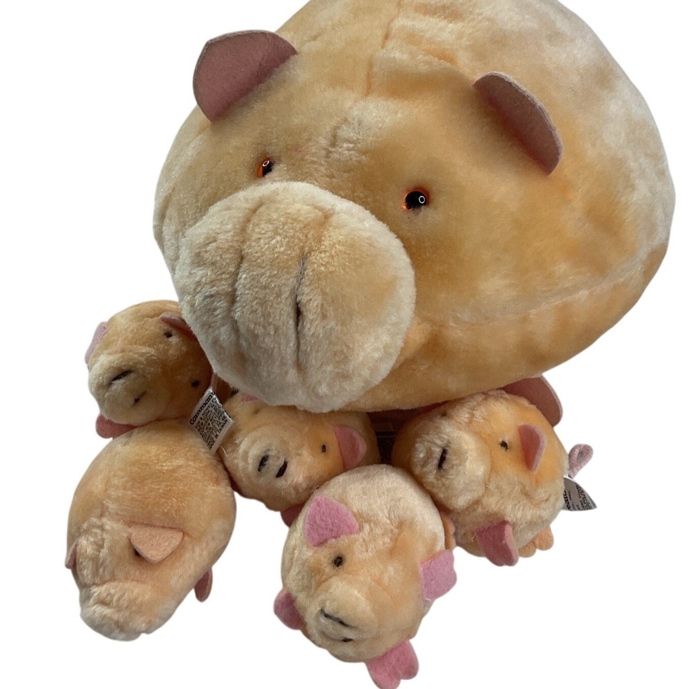Commonwealth Toy Pig & Piglets‎ Plush Stuffed Animal Rare Mom 80s 1985 Vintage